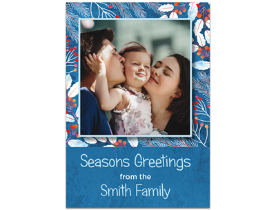 Holiday Card: Blue Floral 5x7